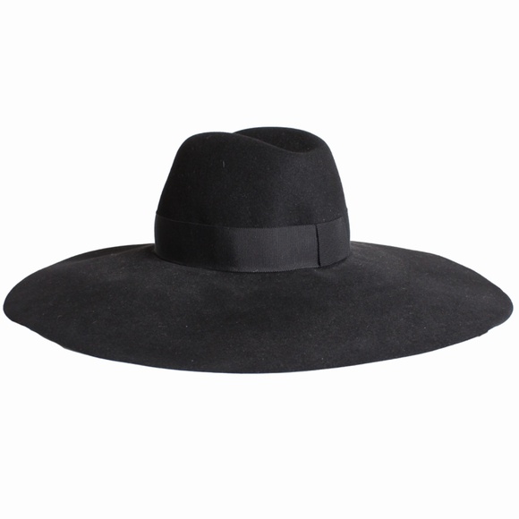 Saint Laurent Hat Wide Brim Oversized Black Rabbit Fur Felt Hedi Slimane Size 56 main image 14
